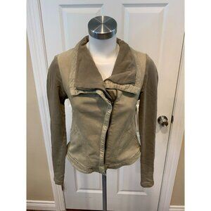 Marrakech Anthropologie Tan Asymmetrical Zip-Up Jacket, Size S